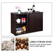 Costway MDF Kitchen Storage Cabinet with Sliding Door in Brown