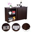 Costway MDF Kitchen Storage Cabinet with Sliding Door in Brown