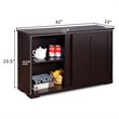 Costway MDF Kitchen Storage Cabinet with Sliding Door in Brown