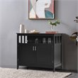 Costway MDF and Pine Kitchen Storage Cabinet with 2 Doors in Black