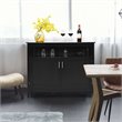 Costway MDF and Pine Kitchen Storage Cabinet with 2 Doors in Black