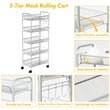 Costway 5-tier Contemporary Steel Mesh Rolling Cart with 4 Wheels in Silver