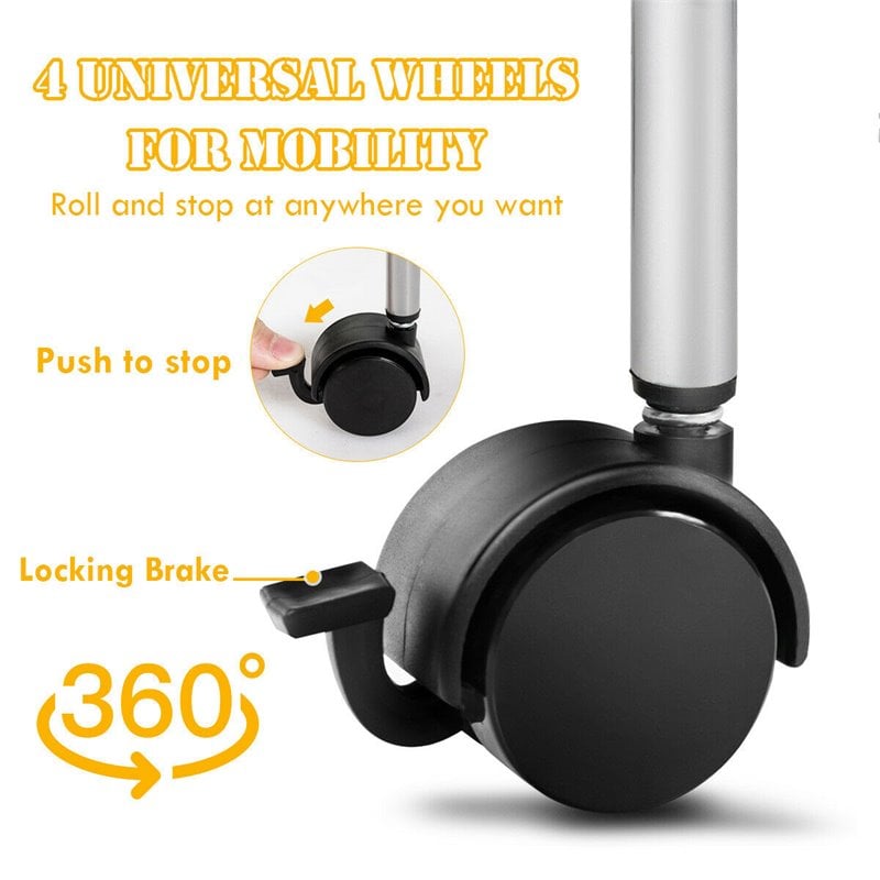 Costway 5-tier Contemporary Steel Mesh Rolling Cart with 4 Wheels in Silver