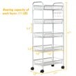 Costway 5-tier Contemporary Steel Mesh Rolling Cart with 4 Wheels in Silver