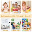 Costway 5-piece Contemporary Pine Wood Kids' Table and Chair Set in Multi-Color