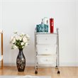 Costway 3-drawer Contemporary PP and Steel Rolling Storage Cart in White