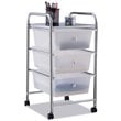 Costway 3-drawer Contemporary PP and Steel Rolling Storage Cart in White