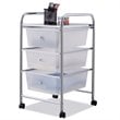 Costway 3-drawer Contemporary PP and Steel Rolling Storage Cart in White