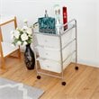 Costway 3-drawer Contemporary PP and Steel Rolling Storage Cart in White