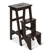 Costway 3-tier Contemporary Pine Wood Multi-function Folding Ladder in Coffee