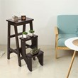 Costway 3-tier Contemporary Pine Wood Multi-function Folding Ladder in Coffee