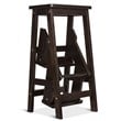 Costway 3-tier Contemporary Pine Wood Multi-function Folding Ladder in Coffee