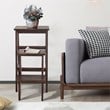 Costway 3-tier Contemporary Pine Wood Multi-function Folding Ladder in Coffee