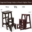 Costway 3-tier Contemporary Pine Wood Multi-function Folding Ladder in Coffee