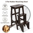 Costway 3-tier Contemporary Pine Wood Multi-function Folding Ladder in Coffee