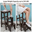 Costway 3-tier Contemporary Pine Wood Multi-function Folding Ladder in Coffee