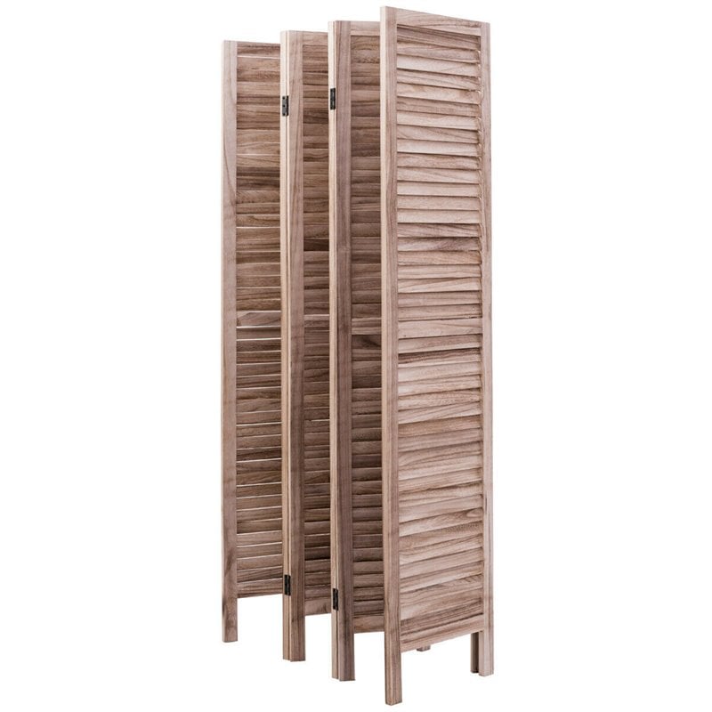 Costway 6-panel Contemporary Paulownia Wood Room Divider in Brown
