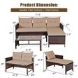 Costway 3-piece Contemporary Rattan and Steel Patio Sofa Set in Brown/Beige