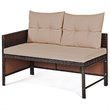 Costway 3-piece Contemporary Rattan and Steel Patio Sofa Set in Brown/Beige