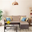 Costway 3-piece Contemporary Rattan and Steel Patio Sofa Set in Brown/Beige
