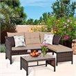Costway 3-piece Contemporary Rattan and Steel Patio Sofa Set in Beige