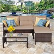 Costway 3-piece Contemporary Rattan and Steel Patio Sofa Set in Beige