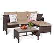 Costway 3-piece Contemporary Rattan and Steel Patio Sofa Set in Beige