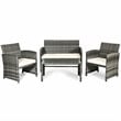 Costway 4-piece Contemporary Rattan and Steel Patio Furniture Set in Gray