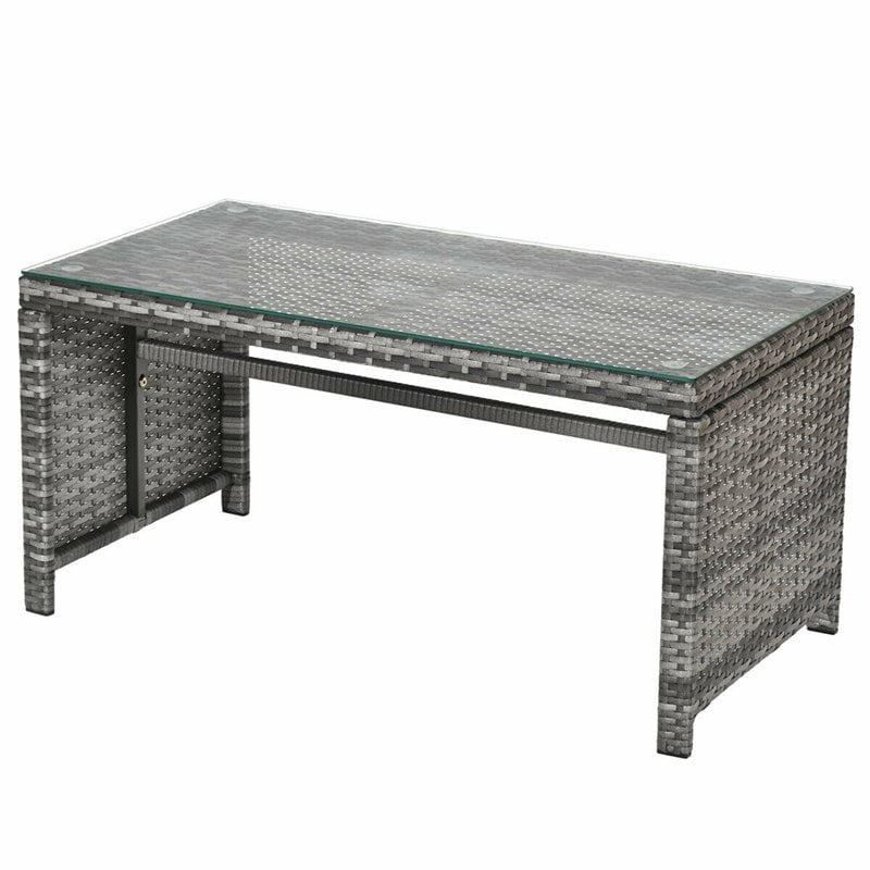 Costway 4-piece Contemporary Rattan and Steel Patio Furniture Set in Gray
