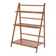 Costway 3-tier Contemporary Bamboo Folding Flower Pot Shelf in Light Brown