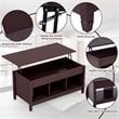 Costway Solid Wood Lift Top Coffee Table with Storage Shelves in Brown