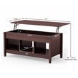 Costway Solid Wood Lift Top Coffee Table with Storage Shelves in Brown