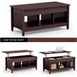 Costway Solid Wood Lift Top Coffee Table with Storage Shelves in Brown
