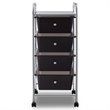 Costway 4-drawer Contemporary PP and Steel Rolling Storage Cart in Black