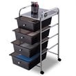 Costway 4-drawer Contemporary PP and Steel Rolling Storage Cart in Black
