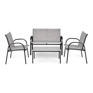 Costway 4-piece Contemporary Steel Patio Furniture Set in Gray