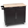 Costway Contemporary MDF and Rubberwood Kitchen Island Cart in Brown