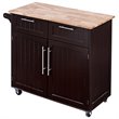 Costway Contemporary MDF and Rubberwood Kitchen Island Cart in Brown