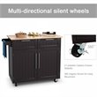 Costway Contemporary MDF and Rubberwood Kitchen Island Cart in Brown