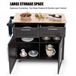 Costway Contemporary MDF and Rubberwood Kitchen Island Cart in Brown