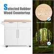 Costway Contemporary MDF and Rubberwood Kitchen Island Cart in White