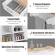 Costway Contemporary MDF and Rubberwood Kitchen Island Cart in White