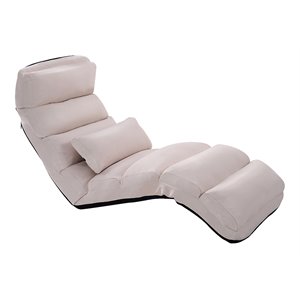 Costway Contemporary Suede Folding Lazy Sofa Chair with Pillow in Beige