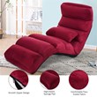 Costway Contemporary Suede Folding Lazy Sofa Chair with Pillow in Red