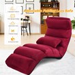 Costway Contemporary Suede Folding Lazy Sofa Chair with Pillow in Red