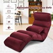 Costway Contemporary Suede Folding Lazy Sofa Chair with Pillow in Red