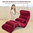 Costway Contemporary Suede Folding Lazy Sofa Chair with Pillow in Red