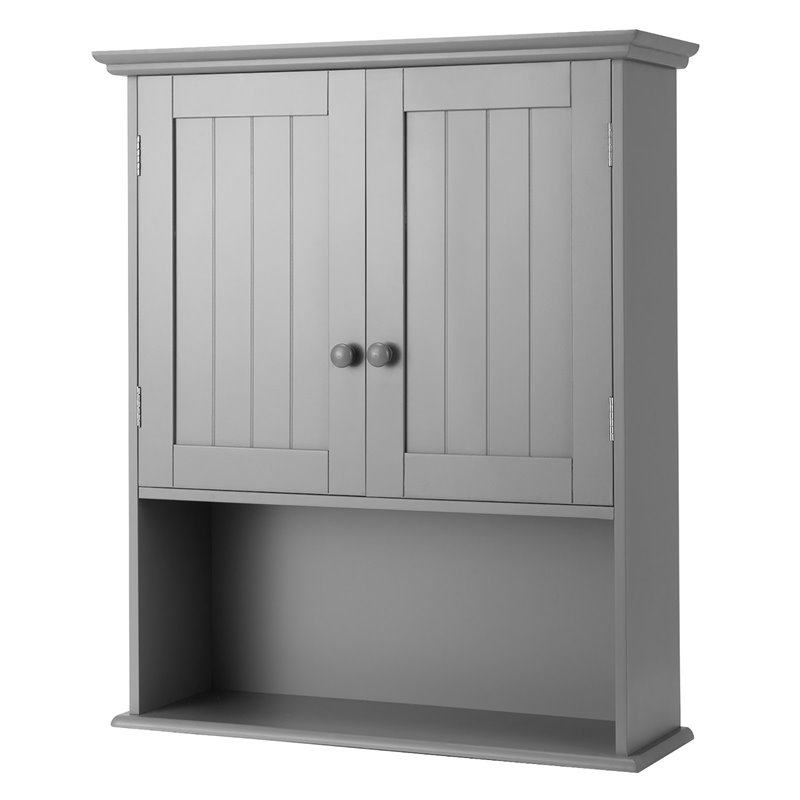 Costway Contemporary MDF Wall Mount Bathroom Cabinet in Gray