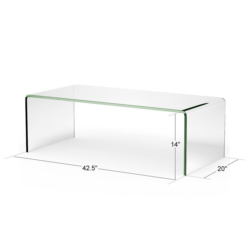 Costway Contemporary Tempered Glass Coffee Table in Clear Finish
