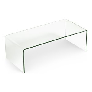 Costway Contemporary Tempered Glass Coffee Table in Clear Finish